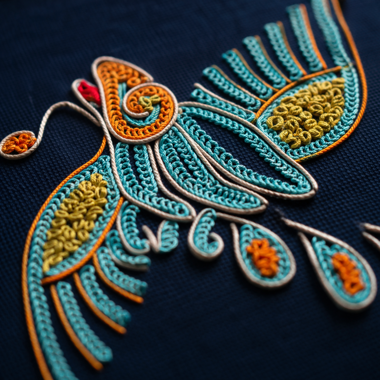 Shui horsetail hair embroidery — framed piece