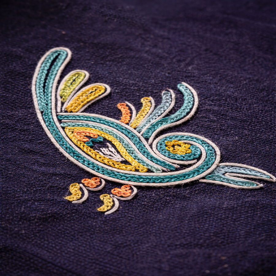 Finished Shui embroidery — close-up detail