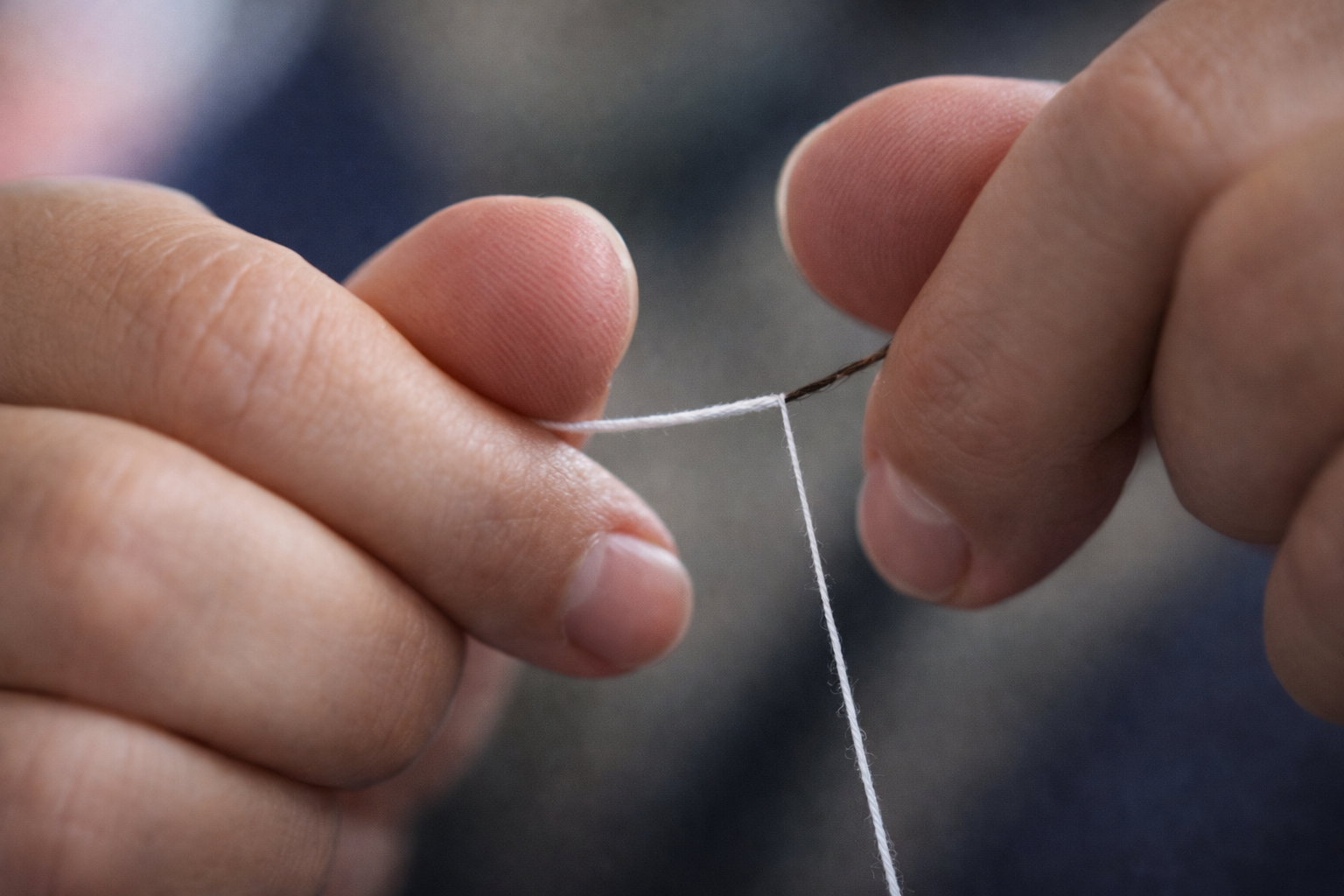 Wrapping silk thread around horsetail hair